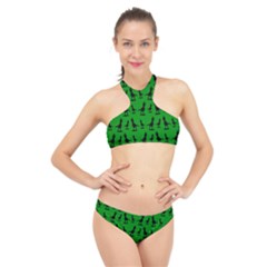 Green Dinos High Neck Bikini Set by ConteMonfrey