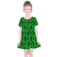 Green Dinos Kids  Simple Cotton Dress by ConteMonfrey