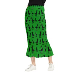 Green Dinos Maxi Fishtail Chiffon Skirt by ConteMonfrey