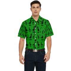 Green Dinos Men s Short Sleeve Pocket Shirt  by ConteMonfrey