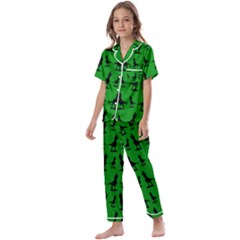 Green Dinos Kids  Satin Short Sleeve Pajamas Set by ConteMonfrey