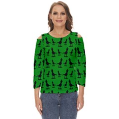 Green Dinos Cut Out Wide Sleeve Top