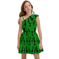 Green Dinos Kids  One Shoulder Party Dress by ConteMonfrey