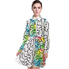 Brain Mind Psychology Idea Drawing Long Sleeve Chiffon Shirt Dress by Wegoenart