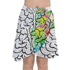 Brain Mind Psychology Idea Drawing Chiffon Wrap Front Skirt by Wegoenart