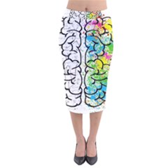 Brain Mind Psychology Idea Drawing Velvet Midi Pencil Skirt by Wegoenart