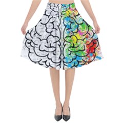 Brain Mind Psychology Idea Drawing Flared Midi Skirt by Wegoenart