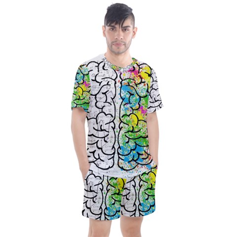 Brain Mind Psychology Idea Drawing Men s Mesh Tee And Shorts Set by Wegoenart