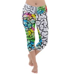 Brain Mind Psychology Idea Drawing Lightweight Velour Capri Yoga Leggings by Wegoenart