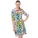 Brain Mind Psychology Idea Drawing Long Sleeve Mini Shirt Dress View1