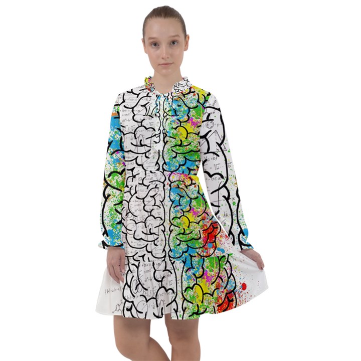 Brain Mind Psychology Idea Drawing All Frills Chiffon Dress