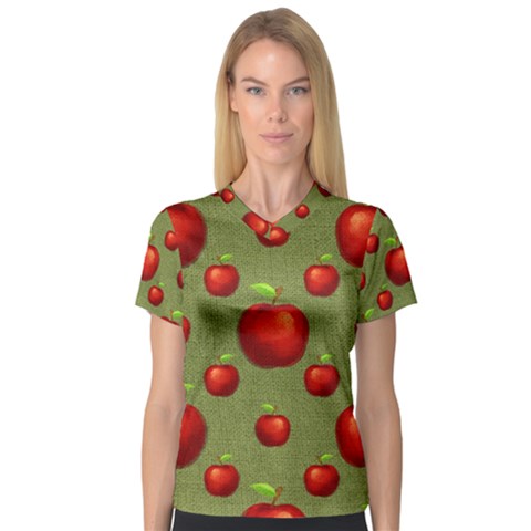 Apples V-neck Sport Mesh Tee by nateshop