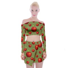 Apples Off Shoulder Top With Mini Skirt Set by nateshop