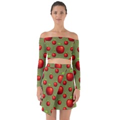 Apples Off Shoulder Top With Skirt Set by nateshop