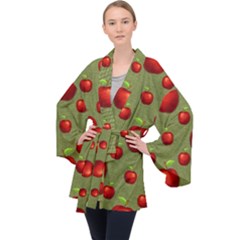 Apples Long Sleeve Velvet Kimono  by nateshop