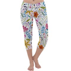 Flowers Capri Yoga Leggings by nateshop