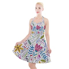 Flowers Halter Party Swing Dress  by nateshop