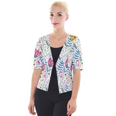 Flowers Cropped Button Cardigan by nateshop