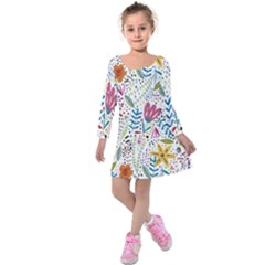 Flowers Kids  Long Sleeve Velvet Dress