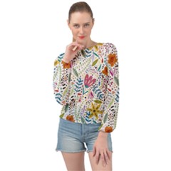 Flowers Banded Bottom Chiffon Top