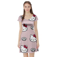 Hello Kitty Short Sleeve Skater Dress by nateshop