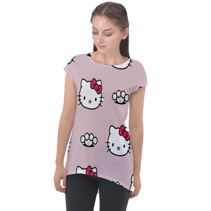 Hello Kitty Cap Sleeve High Low Top