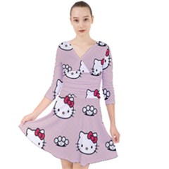 Hello Kitty Quarter Sleeve Front Wrap Dress by nateshop