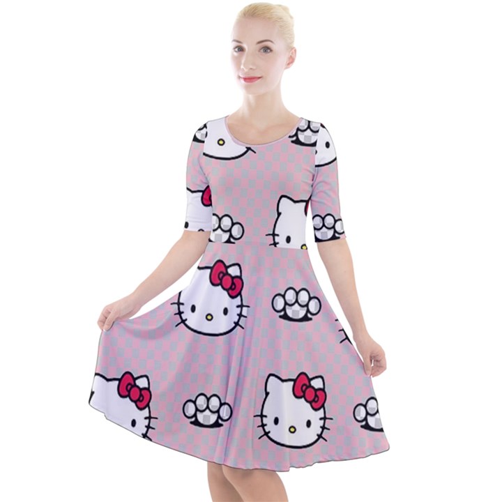 Hello Kitty Quarter Sleeve A-Line Dress