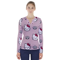 Hello Kitty V-neck Long Sleeve Top by nateshop