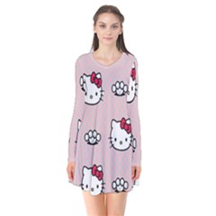 Hello Kitty Long Sleeve V-neck Flare Dress by nateshop