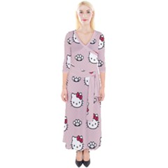 Hello Kitty Quarter Sleeve Wrap Maxi Dress by nateshop