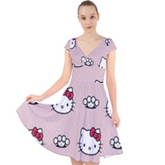 Hello Kitty Cap Sleeve Front Wrap Midi Dress by nateshop