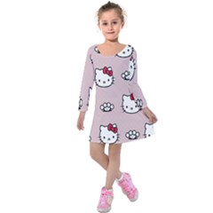 Hello Kitty Kids  Long Sleeve Velvet Dress by nateshop