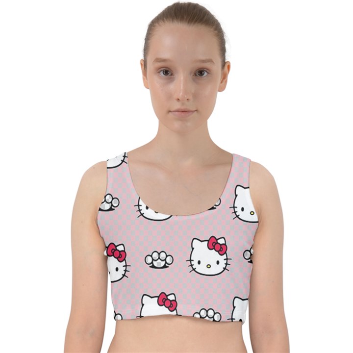 Hello Kitty Velvet Racer Back Crop Top