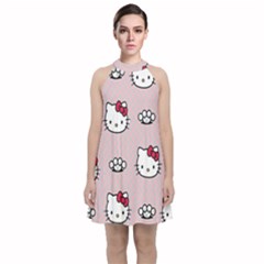 Hello Kitty Velvet Halter Neckline Dress  by nateshop