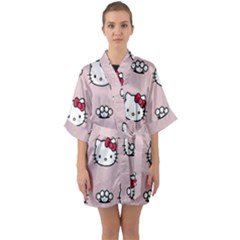 Hello Kitty Half Sleeve Satin Kimono  by nateshop