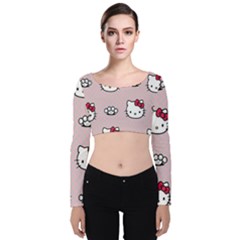 Hello Kitty Velvet Long Sleeve Crop Top by nateshop