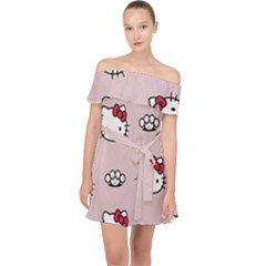 Hello Kitty Off Shoulder Chiffon Dress by nateshop