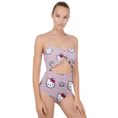 Hello Kitty Scallop Top Cut Out Swimsuit by nateshop