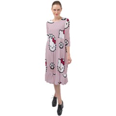 Hello Kitty Ruffle End Midi Chiffon Dress by nateshop