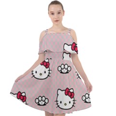 Hello Kitty Cut Out Shoulders Chiffon Dress by nateshop