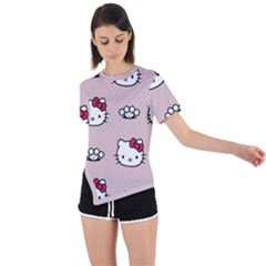 Hello Kitty Asymmetrical Short Sleeve Sports Tee by nateshop