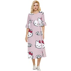 Hello Kitty Double Cuff Midi Dress by nateshop