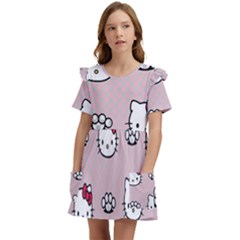 Hello Kitty Kids  Frilly Sleeves Pocket Dress by nateshop