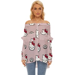 Hello Kitty Off Shoulder Chiffon Pocket Shirt by nateshop