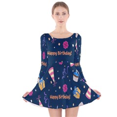 Party-hat Long Sleeve Velvet Skater Dress by nateshop