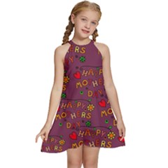 Seamless,happy Mothers Day Kids  Halter Collar Waist Tie Chiffon Dress by nateshop