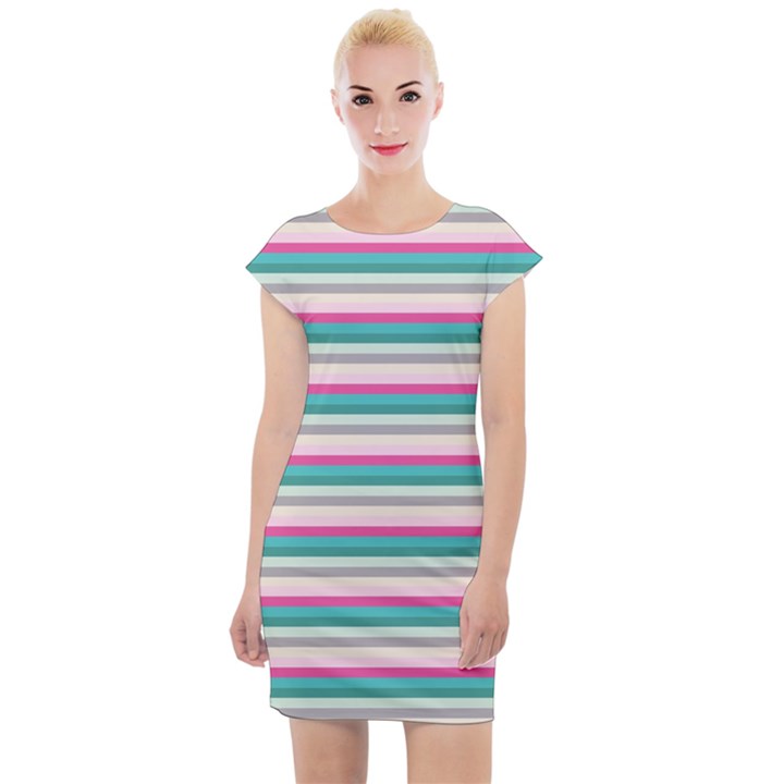 Stripes Cap Sleeve Bodycon Dress