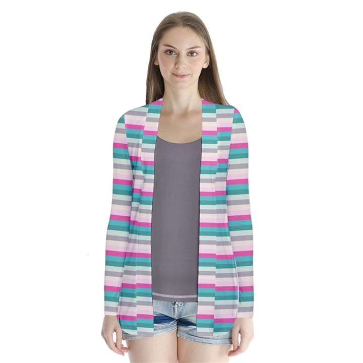 Stripes Drape Collar Cardigan