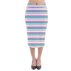 Stripes Velvet Midi Pencil Skirt